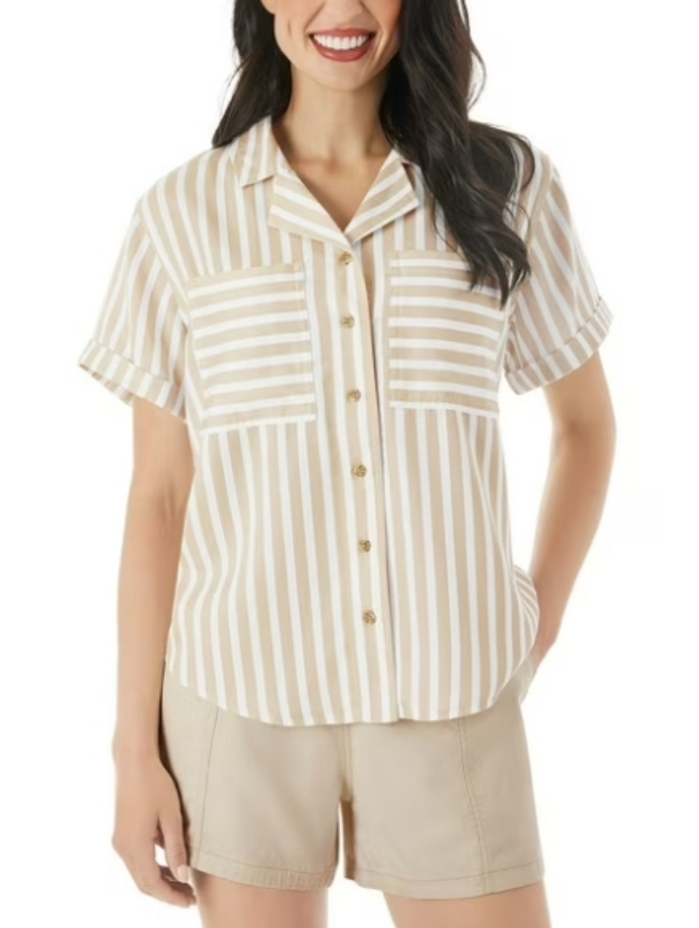 Striped Button-Up Shirt XS SIZE -02H